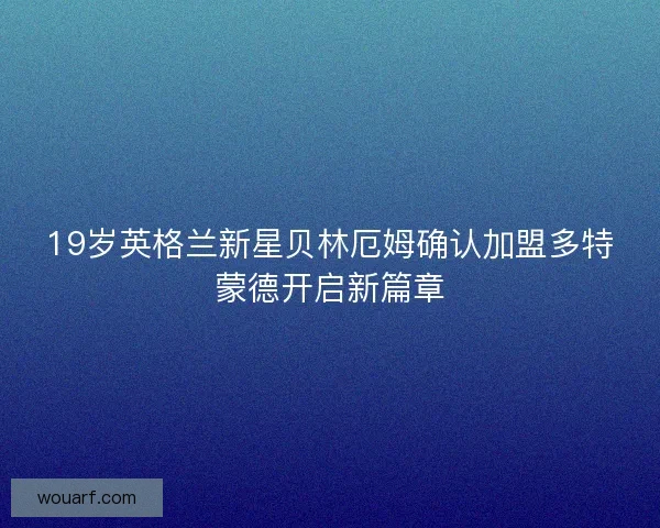 19岁英格兰新星贝林厄姆确认加盟多特蒙德开启新篇章